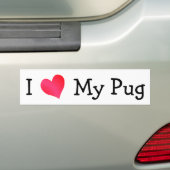 Ik hou van mijn pug bumpersticker (Op auto)