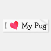 Ik hou van mijn pug bumpersticker (Voorkant)