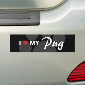 Ik hou van mijn pug bumpersticker (Op auto)