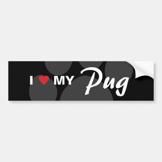 Ik hou van mijn pug bumpersticker (Voorkant)
