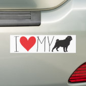 Ik hou van mijn Pug Bumpersticker (Op auto)