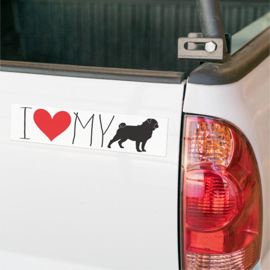 Ik hou van mijn Pug Bumpersticker (Op Truck)