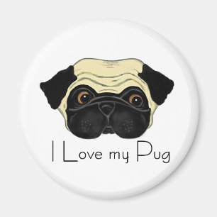 Ik hou van mijn Pug Cute Pug en Love Quote Magneet