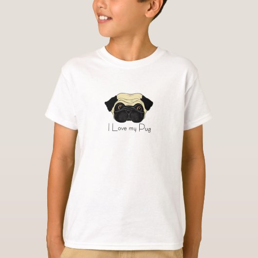 Ik hou van mijn Pug Cute Pug en Love Quote T-shirt (Voorkant)