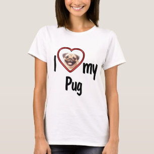 Ik hou van mijn Pug - Cute Rode Hart Fotolijst T-shirt