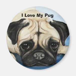 "Ik hou van mijn pug" Dog Art Magnet