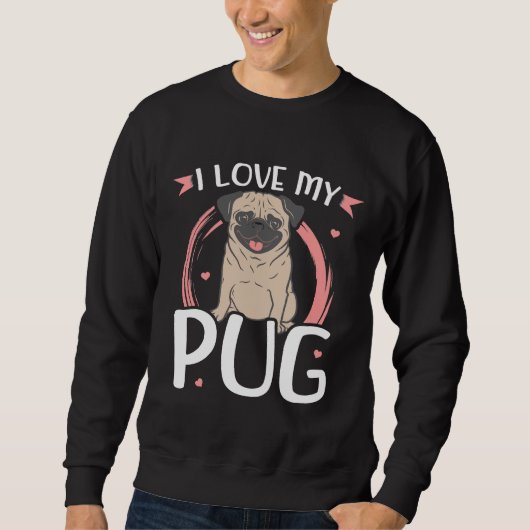 Ik hou van mijn Pug Dog Eigenaar Gift Essential T- Trui (Voorkant)