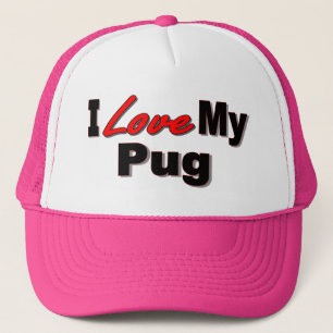 Ik hou van mijn pug Dog Gifts en Apparel Trucker Pet