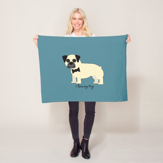 Ik hou van mijn Pug Fleece Deken (In situ)