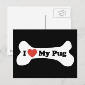 Ik hou van mijn pug - hondenbont briefkaart (Voorkant / Achterkant)