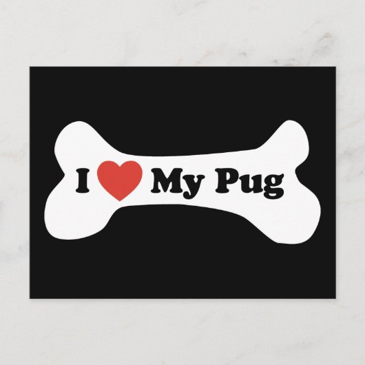 Ik hou van mijn pug - hondenbont briefkaart (Voorkant)