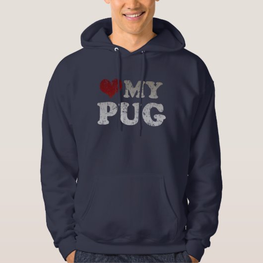 Ik hou van mijn Pug Hoodie (Voorkant)