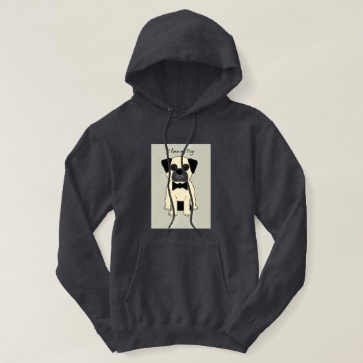 Ik hou van mijn Pug Hoodie (Design voorkant)
