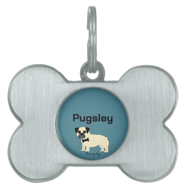 Ik hou van mijn Pug Huisdieren Naamplaatje (voorkant)