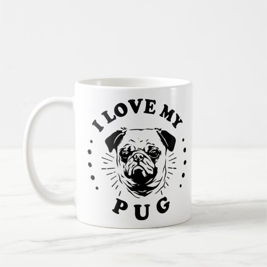 Ik hou van mijn pug koffiemok (Links)