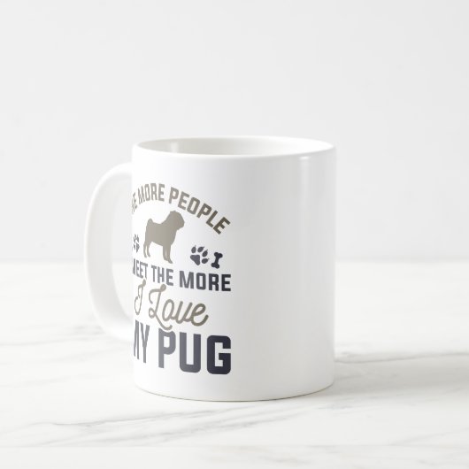 Ik hou van mijn pug koffiemok (Voorkant links)