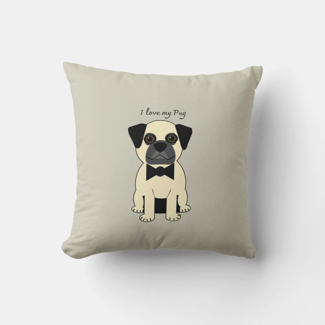 Ik hou van mijn Pug Kussen (Voorkant)