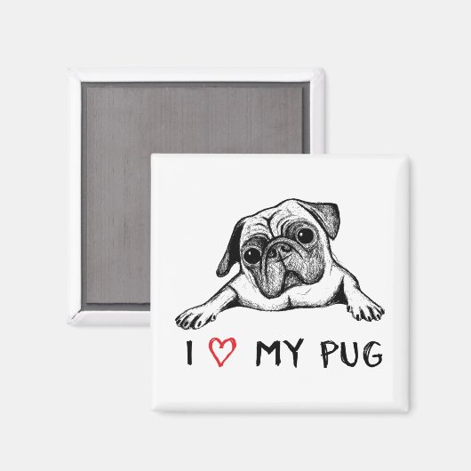 Ik hou van mijn Pug Magneten (Voorkant / Achterkant)