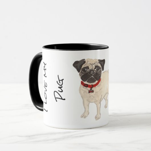 Ik hou van mijn Pug Mok (Voorkant links)