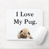 Ik hou van mijn pug muismat (Met muis)