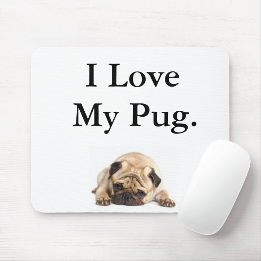 Ik hou van mijn pug muismat (Met muis)