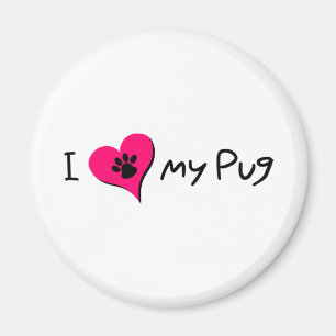 Ik hou van mijn Pug-prijsopgave met Pauw-afdrukken Magneet