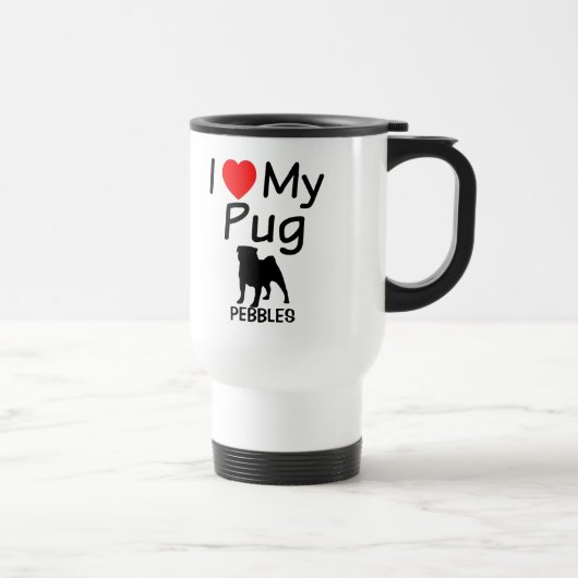 Ik hou van mijn pug reisbeker (Rechts)