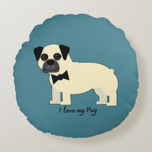Ik hou van mijn Pug Rond Kussen