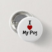 Ik hou van mijn Pug Ronde Button 3,2 Cm (Voorkant /achterkant)