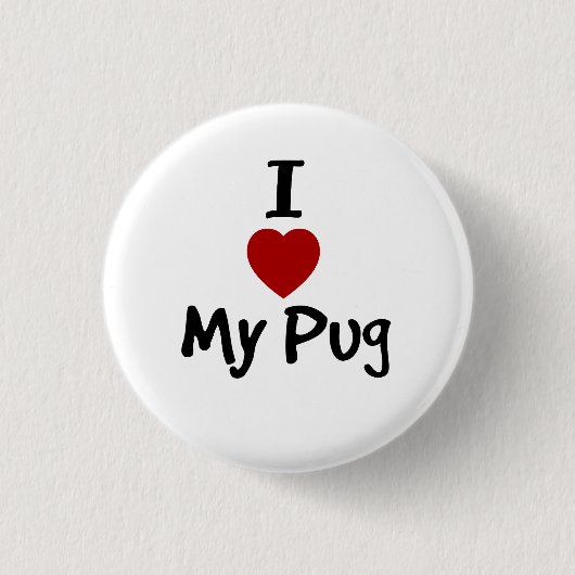 Ik hou van mijn Pug Ronde Button 3,2 Cm (Voorkant)