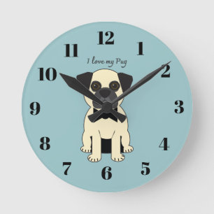 Ik hou van mijn Pug Ronde Klok