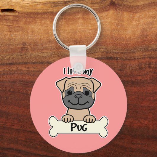 Ik hou van mijn pug sleutelhanger (Voorkant)