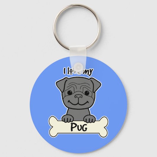 Ik hou van mijn pug sleutelhanger (Voorkant)