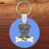 Ik hou van mijn pug sleutelhanger (Voorkant)