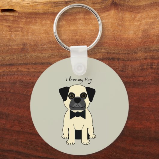 Ik hou van mijn Pug Sleutelhanger (Voorkant)