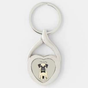 Ik hou van mijn Pug Sleutelhanger