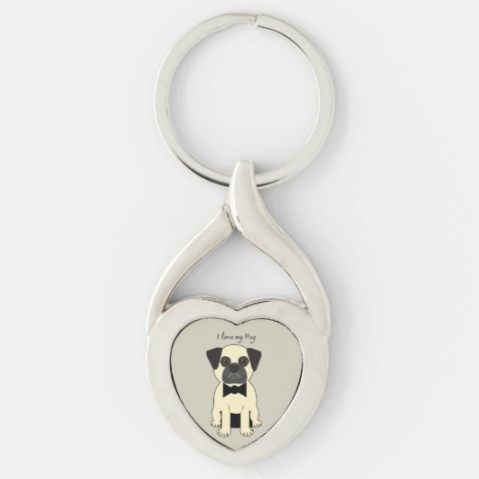 Ik hou van mijn Pug Sleutelhanger (Voorkant)