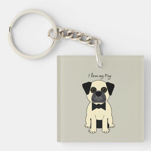 Ik hou van mijn Pug Sleutelhanger (voorkant)