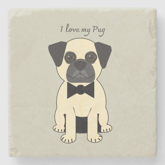 Ik hou van mijn Pug Stenen Onderzetter (Voorkant)