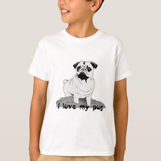 Ik hou van mijn pug. T-shirt (Voorkant)