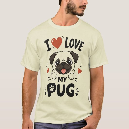 Ik hou van mijn Pug T-shirt (Voorkant)