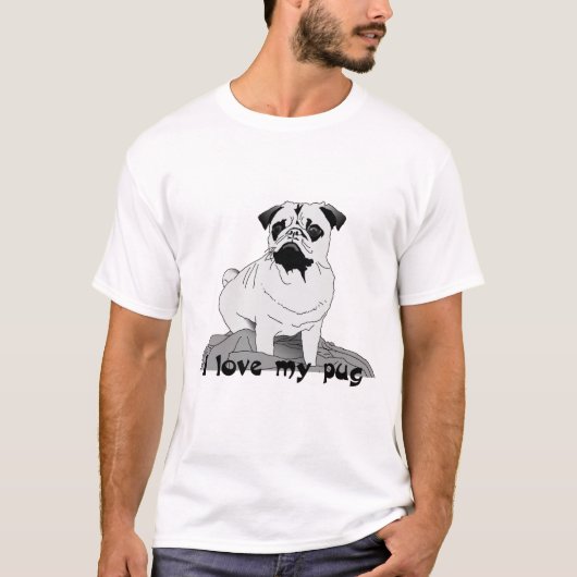 Ik hou van mijn pug. T-shirt (Voorkant)