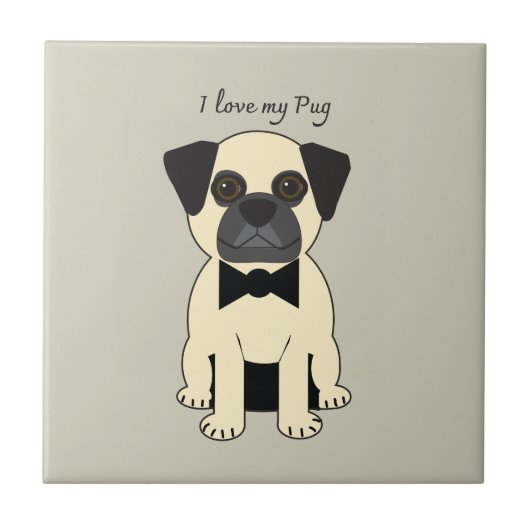 Ik hou van mijn Pug Tegeltje (Voorkant)