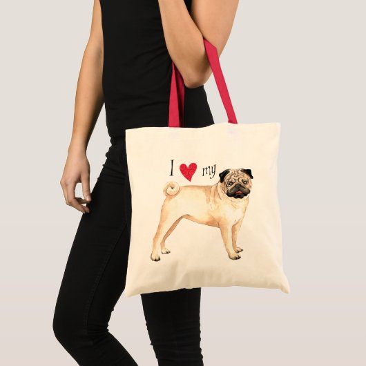 Ik hou van mijn pug tote bag (Voorkant (product))