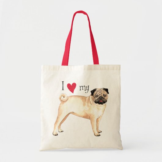 Ik hou van mijn pug tote bag (Voorkant)