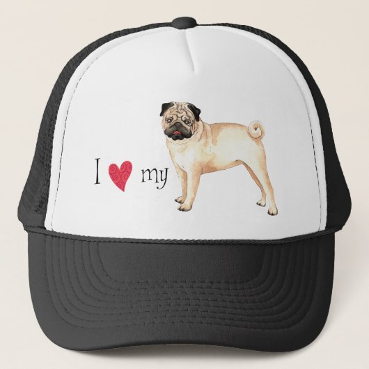 Ik hou van mijn pug trucker pet (Voorkant)