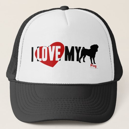 Ik hou van mijn pug trucker pet (Voorkant)