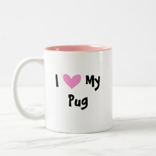 Ik hou van mijn pug tweekleurige koffiemok
