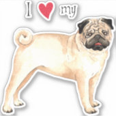 Ik hou van mijn Pug Vinyl Sticker (Voorkant)