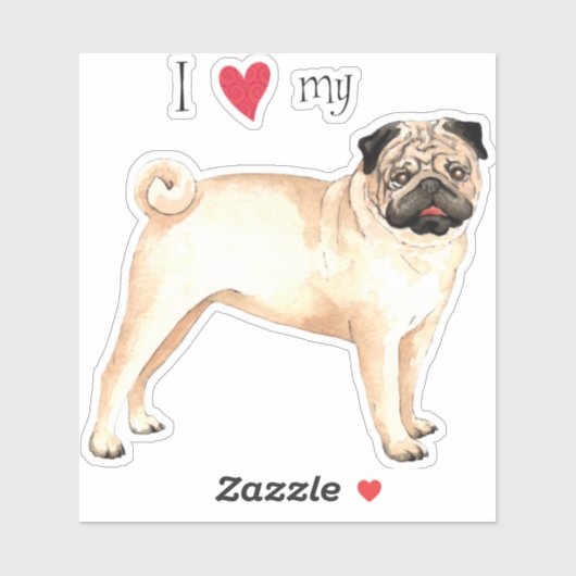 Ik hou van mijn Pug Vinyl Sticker (Vel)